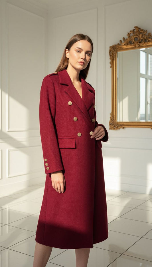 Palton Eva lung cu nasturi aurii