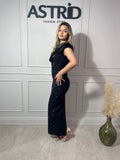 Rochie Bria midi satin la bust și aplicații pietre