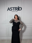 Rochie Eveline lungă peplum cu aplicații strasuri