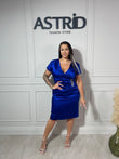 Rochie Caro midi din satin cu aplicații pietre talie