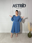 Rochie Gloria midi din voal mânecă lungă accesoriu pietre