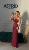 Rochie Magique lunga cu bust satinat si peplum in talie