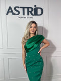 Rochie Bria midi satin la bust și aplicații pietre