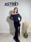 Rochie Velvet lunga cu bust din dantela fina