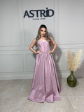 Rochie Lucy lungă din tafta tip corset și crăpătură pe picior