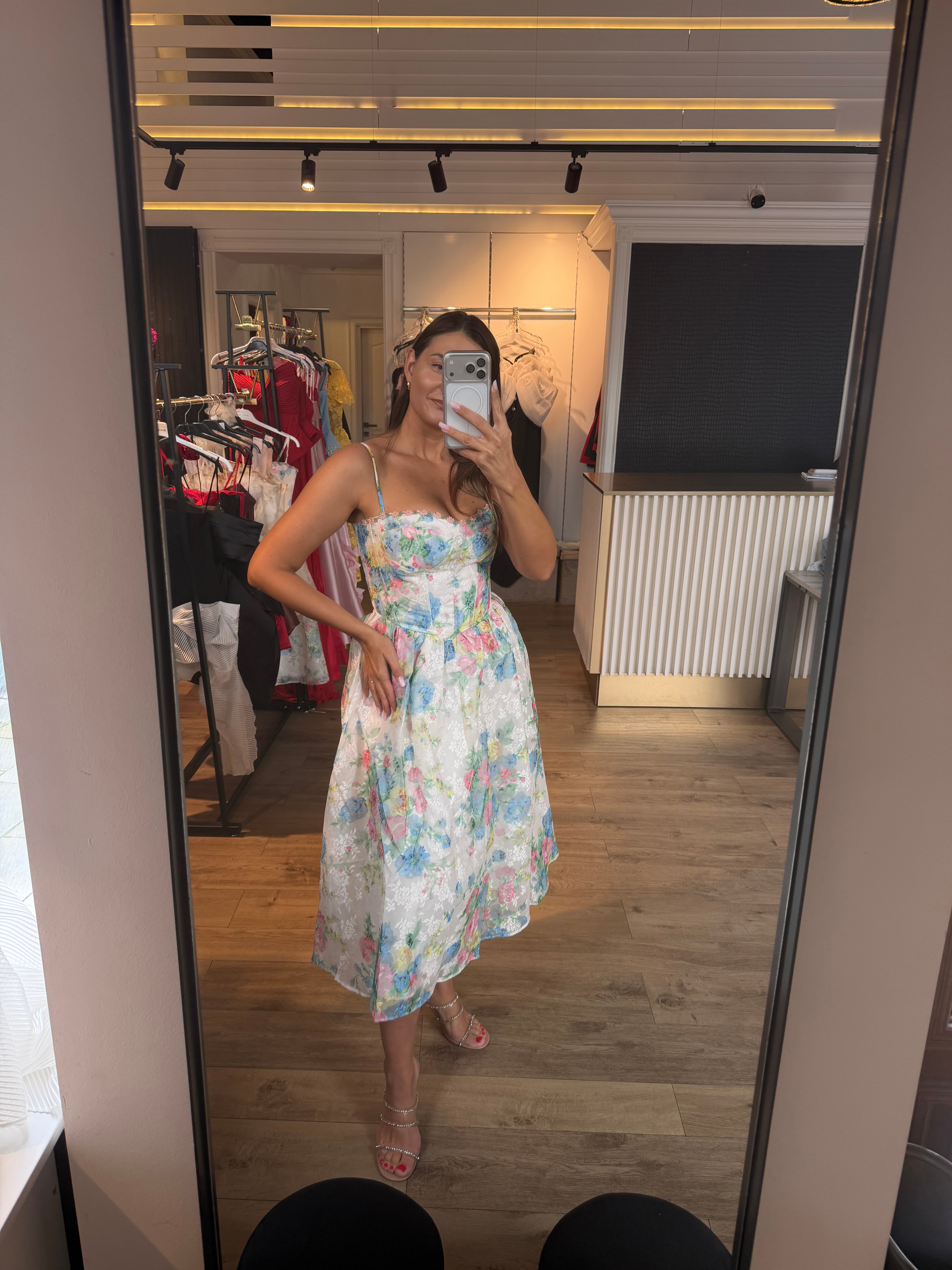 Rochie Flower midi cu imprimeu floral