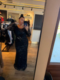Rochie Aurora cu maneci lungi si aplicatii pietre si perle