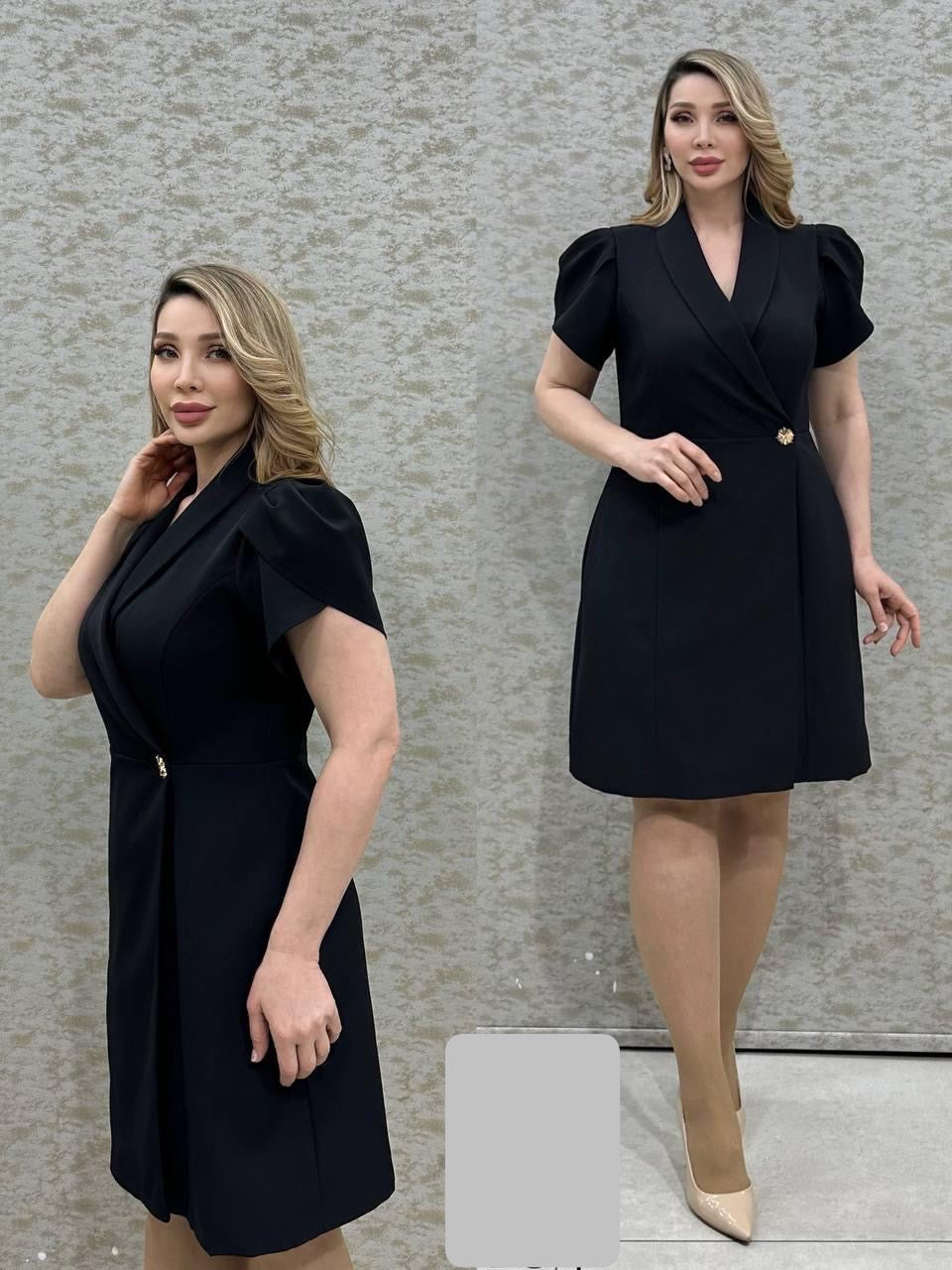 Rochie Eveline tip sacou petrecută și mânecă bufantă