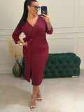 Rochie Eloise midi cu funda si incretita in talie