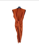 Rochie Nadina midi din lycra cu nod în talie