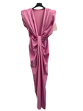Rochie Nadina midi din lycra cu nod în talie