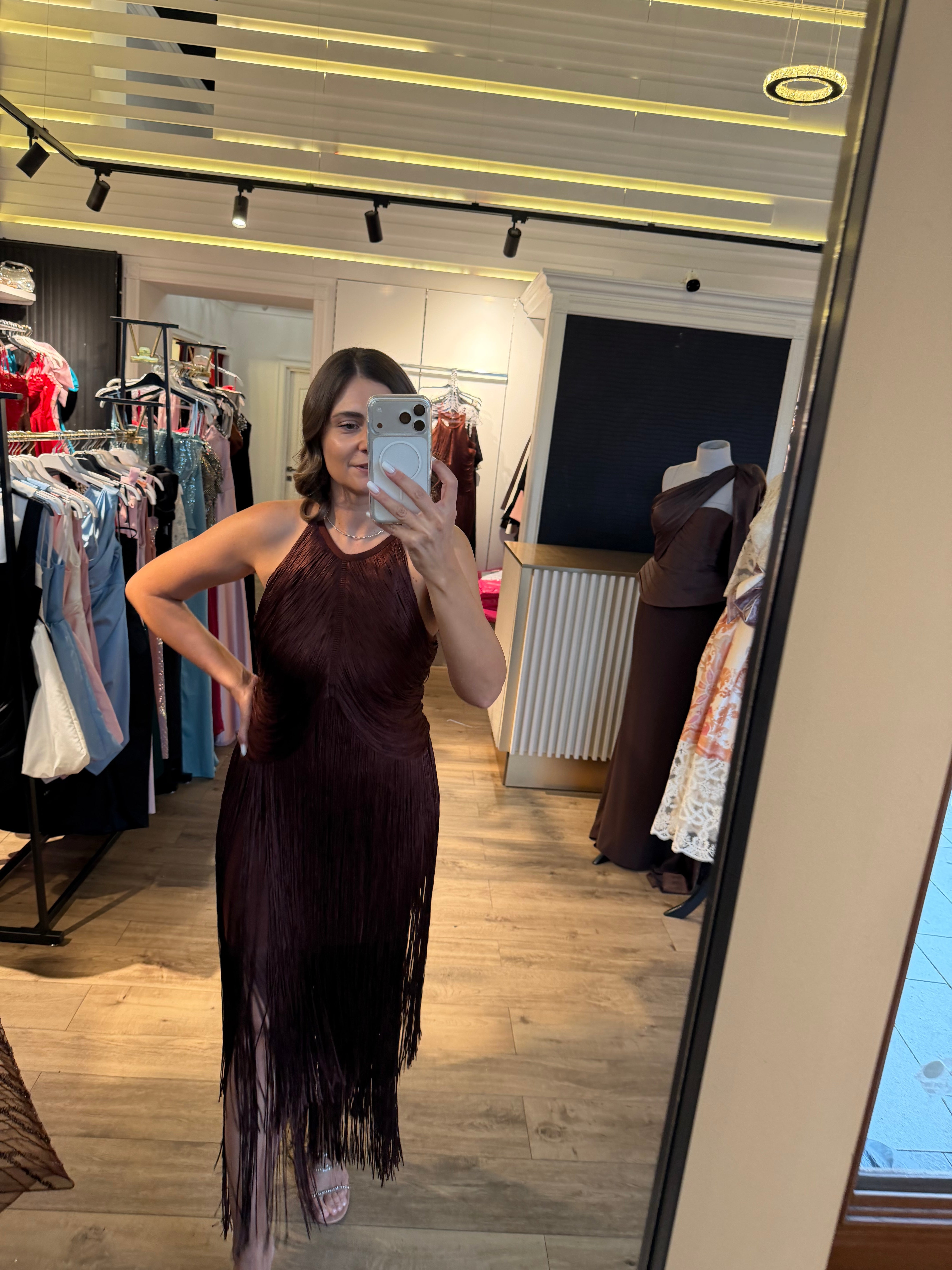 Rochie Fringe midi bandage cu franjuri