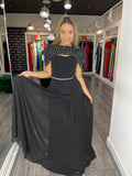 Rochie Laila lungă pietre în talie și capa detașabilă