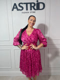 Rochie Gloria midi mânecă 3/4 inserții sclipici