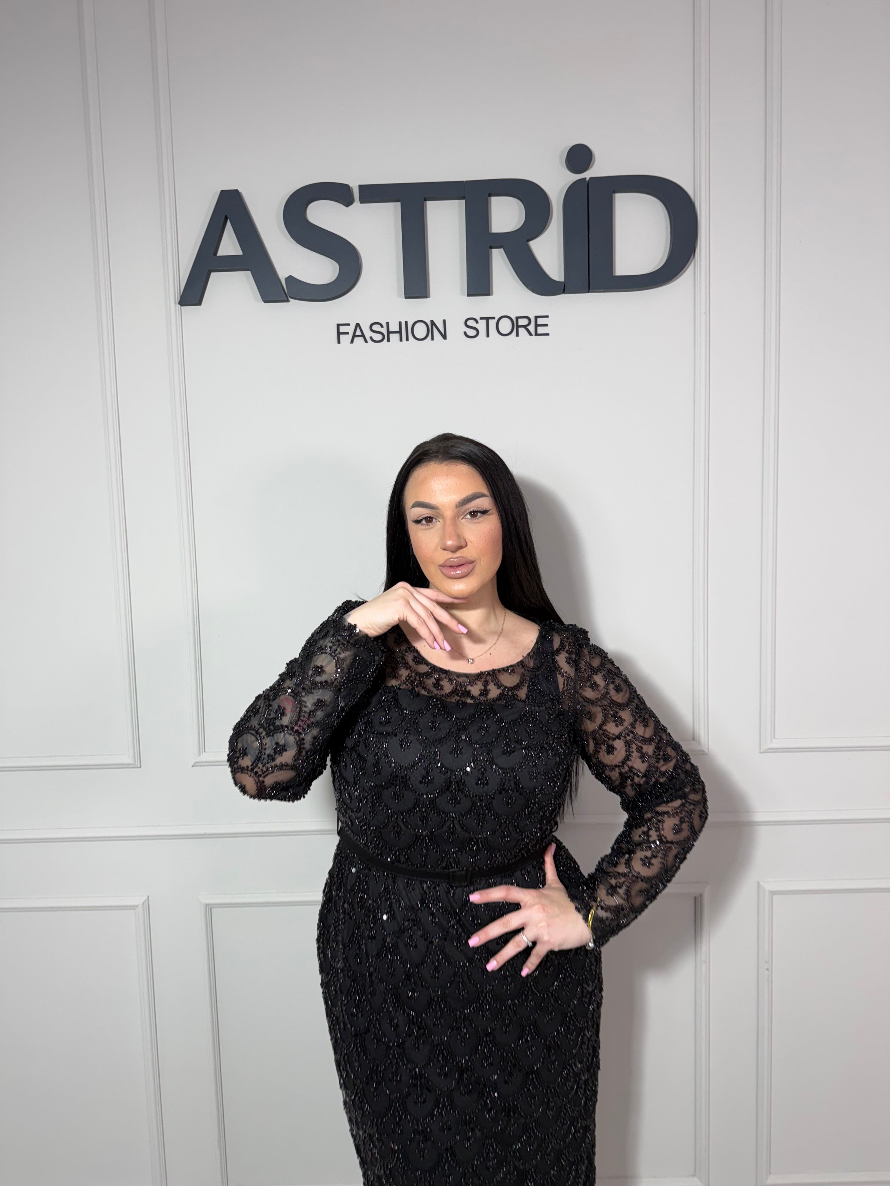 Rochie Donna lungă cu aplicații perlute