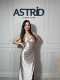 Rochie Devon lungă din licra pe corp crăpătură pe picior și corset la spate