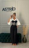 Compleu Ayla pantaloni camasa alba corset