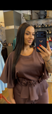 Rochie electra lunga din satin ch aplicatii trandafiri in talie