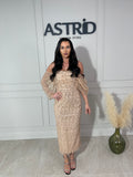 Rochie Opal midi din paiete cu mânecă căzută