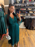 Rochie Edwina midi din matase naturala cu maneci trei sfert