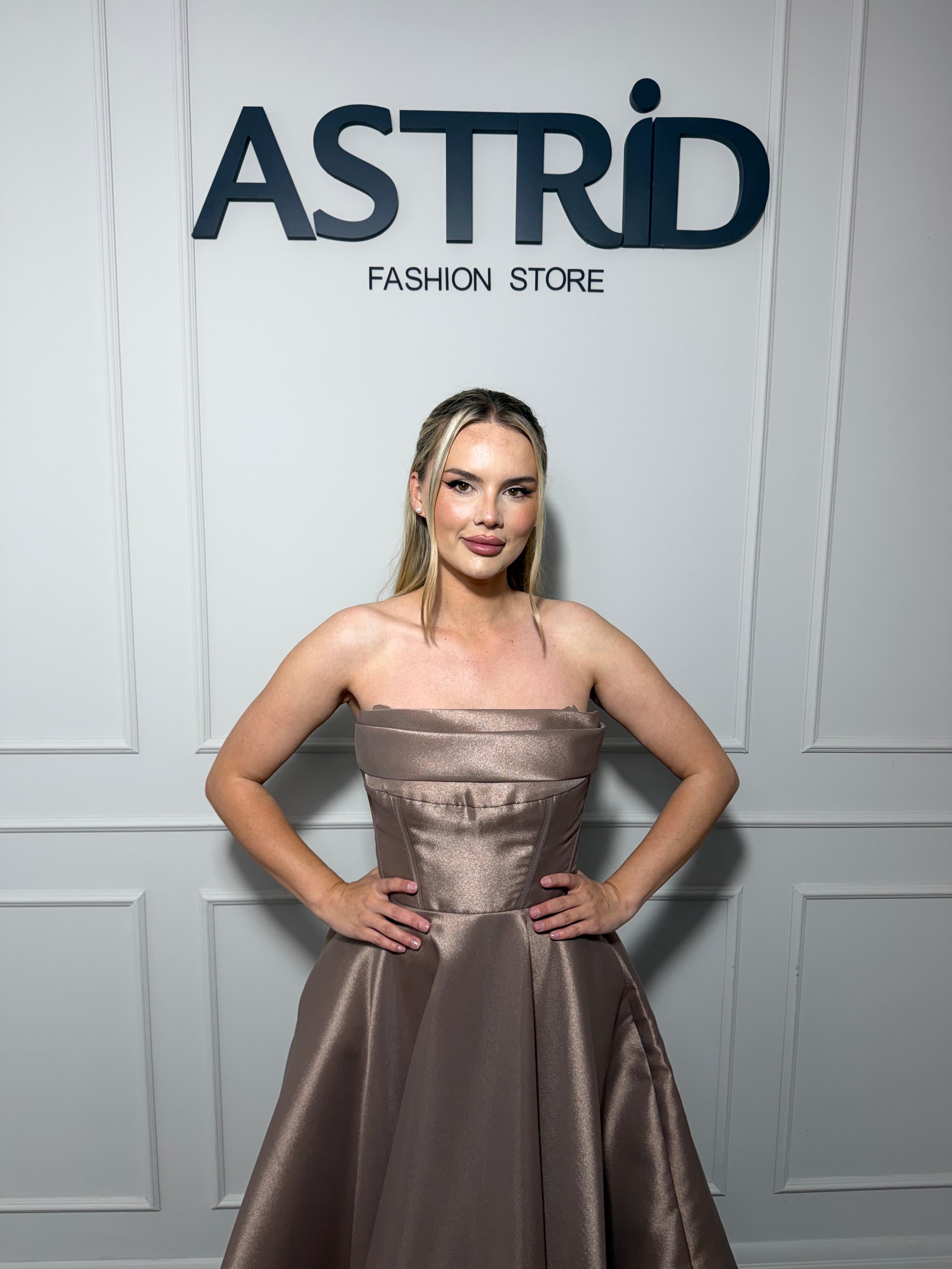 Rochie Miro lunga din tafta fina cu corset reglabil
