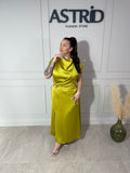 Rochie Zaira midi din satin cu nod în talie