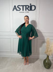 Rochie Taisia midi în cloș din voal și accesoriu floare