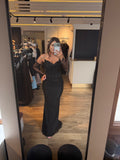 Rochie Dani lunga din dantela cu pietre pe corset si manusi detasabile