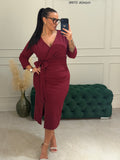 Rochie Eloise midi cu funda si incretita in talie