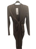 Rochie Mirabella midi cu nod în talie și mânecă lungă aplicații pietre