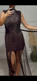 Rochie Amina scurta din bandaj cu franjuri