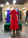 Rochie Arsi midi din voal plisată cu volane și mânecă căzută