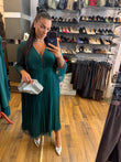 Rochie Afet midi din matase naturala cu maneci lungi