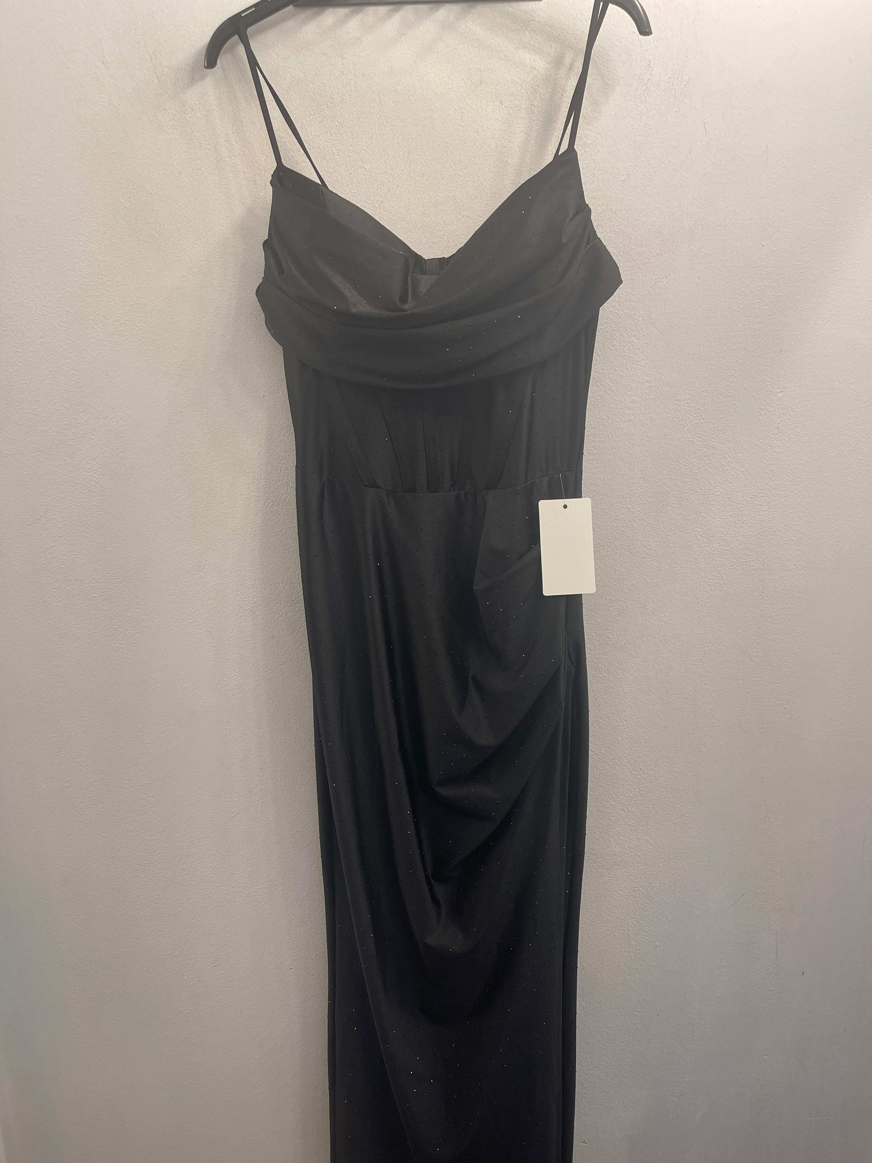 Rochie Sasha lungă din lycra tip corset aplicații pietricele și crăpătură pe picior