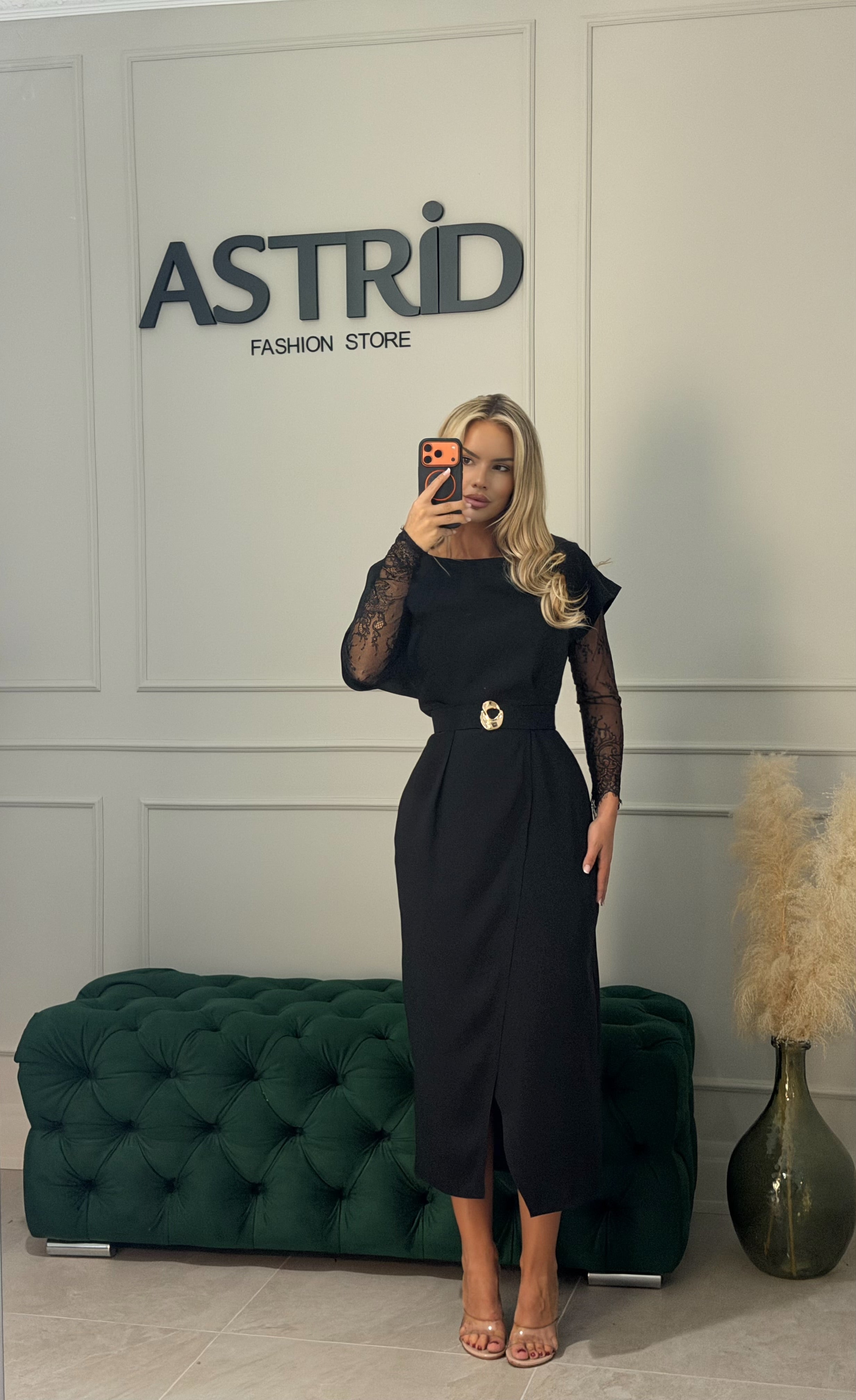 Rochie Callypso midi cu maneci detașabile din dantela