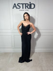 Rochie Anaya lungă din lycra cu pietre la bust și crăpătură pe picior