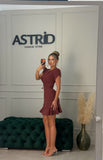 Rochie Asena scurta tip sacou cu volan si nasturi aurii