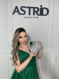 Rochie Mayra scurtă în cloș cu inserții sclipici