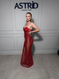 Rochie Pearl lunga din pietre si paiete cu crapatura in spate