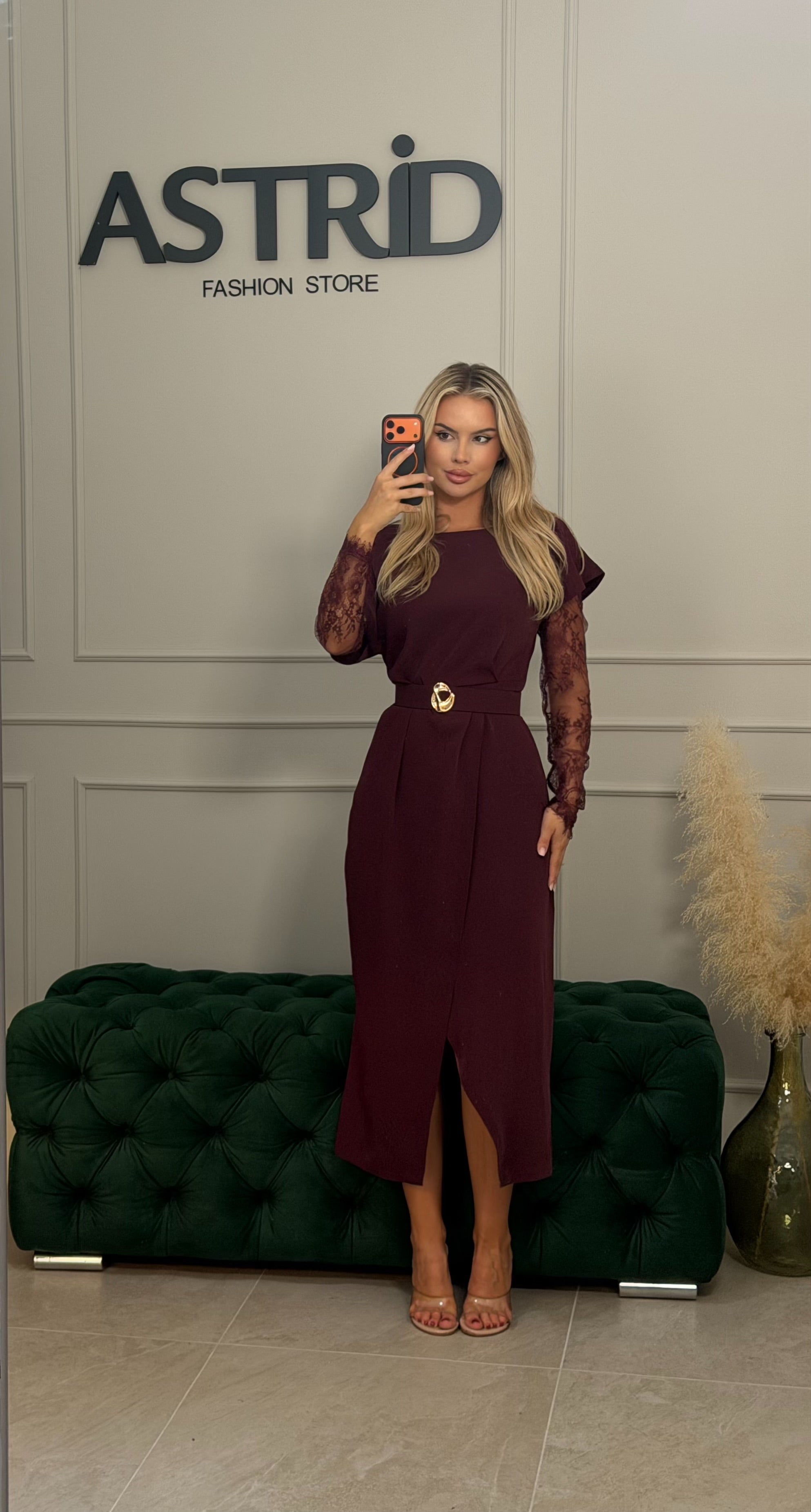 Rochie Callypso midi cu maneci detașabile din dantela