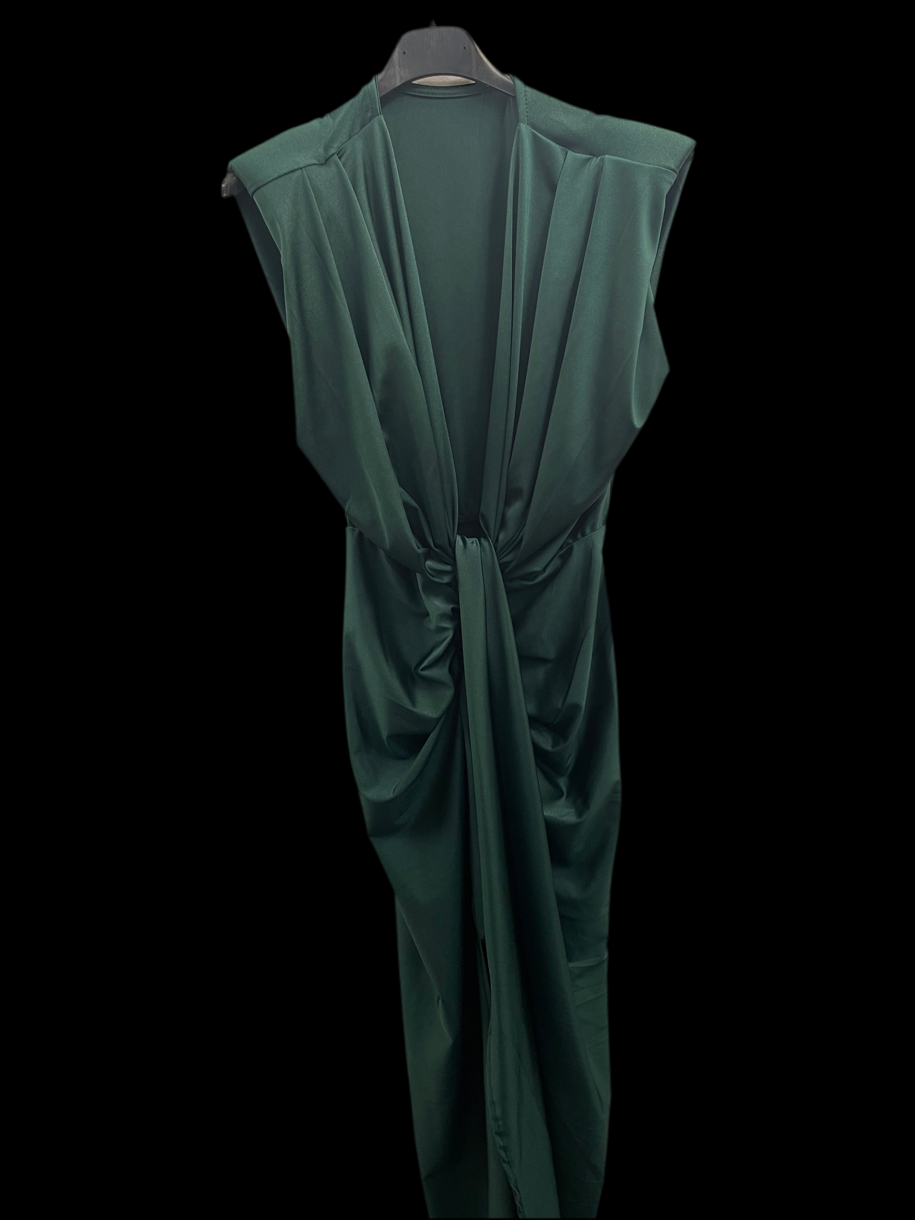 Rochie Nadina midi din lycra cu nod în talie