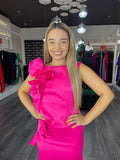 Rochie Carolina lungă aplicații flori 3D pe o parte