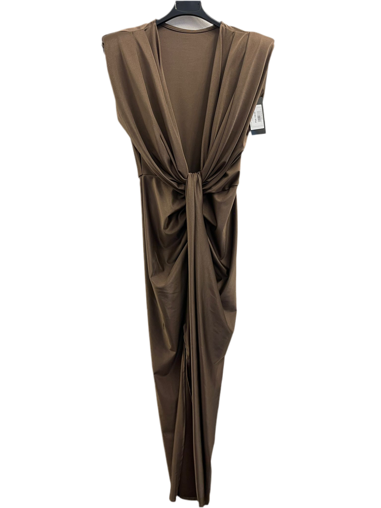 Rochie Nadina midi din lycra cu nod în talie