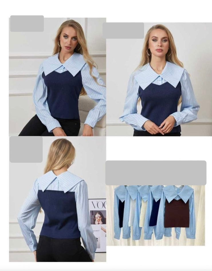 Bluză Olga din perna și guler tip cămașă