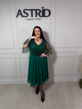 Rochie Zatara midi din satin cu dantele ăla bust și mânecă fluture