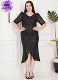 Rochie Elena midi din paiete mânecă 3/4