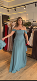 Rochie Green lunga din voal cu maneci barcuta si peplum in talie