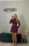 Rochie Karla scurta usorin clos si decorata cu nasturi aurii