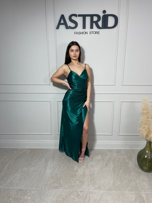 Rochie Devon lungă din licra pe corp crăpătură pe picior și corset la spate