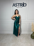 Rochie Devon lungă din licra pe corp crăpătură pe picior și corset la spate